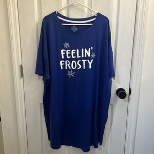 NEW Secret Treasures Ladies Frosty Sleep Shirt Blue Plus Size 2X-3X